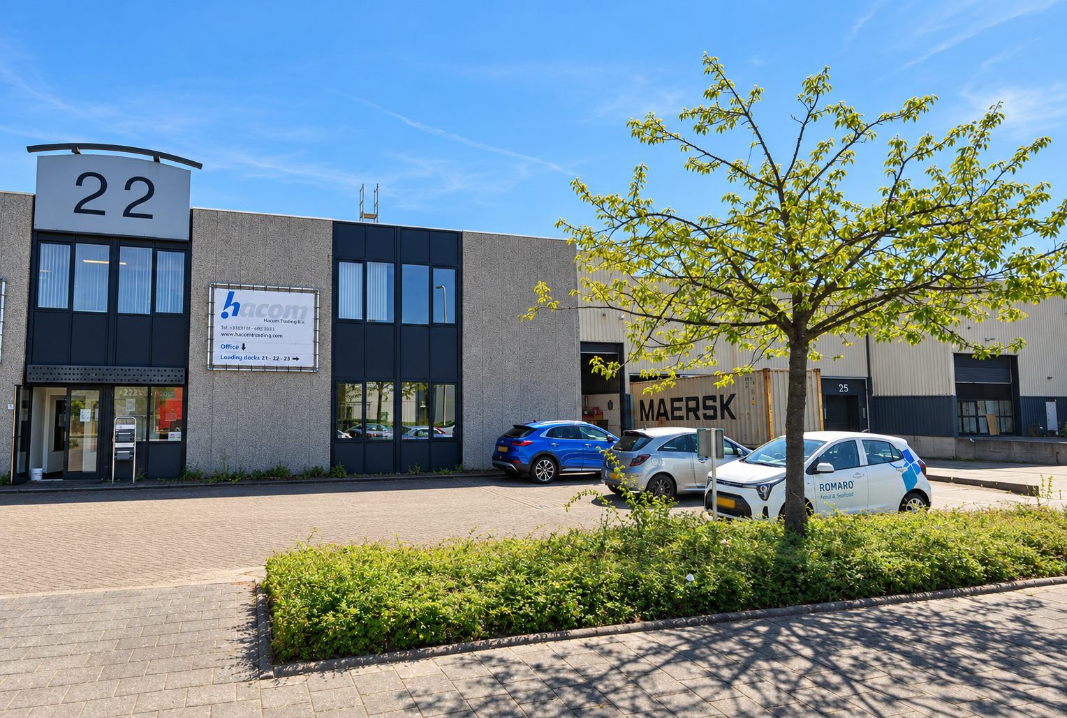 Het bedrijfspand van HACOM Trading aan de Keurmeesterstraat 22 in Ridderkerk